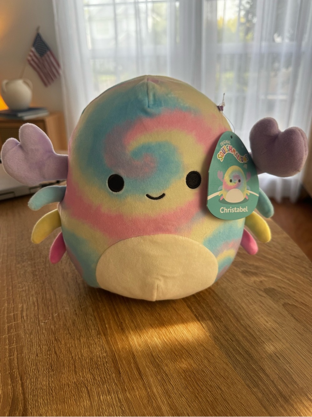 Squishmallows Pastel Tie-Dye Christabel Plush - Pink, Blue, Yellow, Cream 8 “